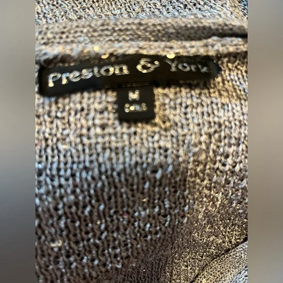 Preston & York Elegant Shimmering Women's Gray Open-Front Sweater Medium - Picture 6 of 6